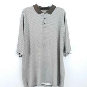 Caribbean Joe Polo Shirt Brown White Stripe XLT XL Tall Shirt Men, Golf, Casual